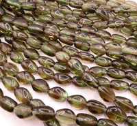 Vintage Czech Funky Oval Glass Beads 15x10mm Uranium Green and Amethyst