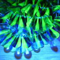 Czech Pressed Propellar Paddle Beads 18x9mm Transparent Blue Green Uranium