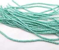 Czech Fire Polish Beads 2mm Sueded Gold Turquoise