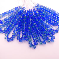 Czech Faceted Rondelle 9x6mm Blue Lt Green