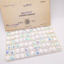Vintage Swarovski Crystal Margarita Beads #3700 10mm Chalkwhite AB