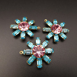 Flower Pendant 30mm with Vintage Swarovski Crystals