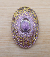 Czech Glass Hand Painted Oval Cabochon 49x33mm Light Vitrail