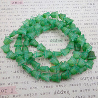 Czech Flat Bell Glass Beads 14x13mm Opaque Green Green Lined