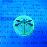 Czech Glass Cabochon with Dragonfly 31.5mm Transparent Yellow Uranium