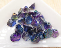 Czech Flower Cup Beads 7x5mm Crystal Magic Blue