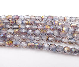 Czech Fire Polish Beads 5mm Purple Luster