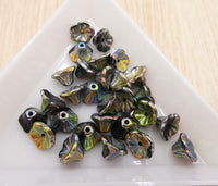 Czech Flower Cup Beads 7x5mm Jet Vitrail Full