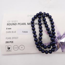 Preciosa Round Pearl Maxima 6mm Pearl Effect Dark Blue