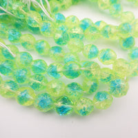 Czech Round Crackle Firepolish 10mm Green Blue