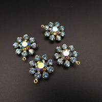 Swarovski Rhinestone Flower Pendant with loop 20mm Aquamarine AB