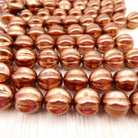 Czech Melon Round Beads 14mm ColorTrends Bronze