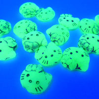 Czech Hello Kitty Glass Beads 19x18mm Opal Green Copper Lined
