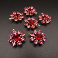 Swarovski Rhinestone Flower Pendant with loop 25mm Rose and Siam