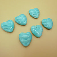Czech Glass Heart Bead 24x22mm Mint Green Uranium