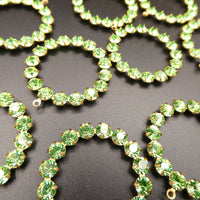 Swarovski Rhinestone Hoop Pendant with loop 30mm Peridot Uranium