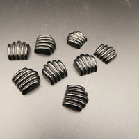 West German Fluted Deco Drop Flatback Cabochon 14x14mm Jet Black