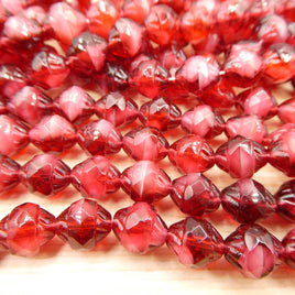 Czech Glass Turbine Beads 8mm Givre Cranberry Rosaline