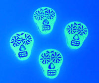Czech Glass Sugar Skull Beads 20x17mm Transparent Yellow Matte Light Blue Lined