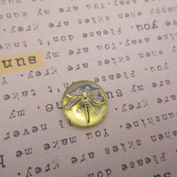 Czech Glass Dragonfly Cabochon 18mm Uranium Yellow Silver Lined