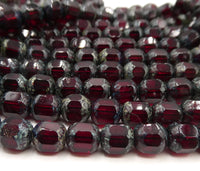 Czech Antique Style Beads 8mm Garnet Picasso