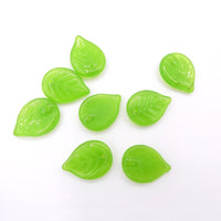Czech Apple Leaf Glass Beads 18x13mm Opal Green