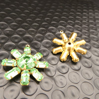 Swarovski Rhinestone Sunburst Pendant with loop 27mm Peridot Uranium