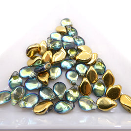 Czech Pip Beads 5x7mm Crystal Golden Rainbow