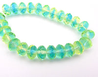 Czech Faceted Rondelle 9x6mm Green Blue
