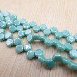 Honeycomb Beads 6mm Turquoise Luster