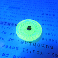 Czech Daisy Flower Button 28mm Yellow Uranium Glass