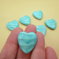 Czech Glass Heart Bead 24x22mm Mint Green Uranium