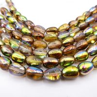 Czech Olive Beads 10x8mm Magic Green