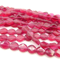 Czech Table Cut Oval Glass Bead 9x8mm Cranberry with a Matte finish Edges