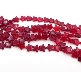 West German Glass Star Beads 12mm Ruby Red