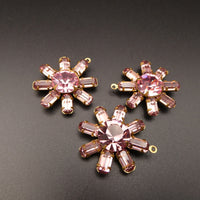 Flower Pendant 30mm with Vintage Swarovski Crystals Light Amethyst