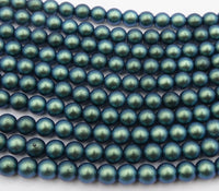 Czech Smooth Round Glass Beads 6mm Polychrome Aqua Teal