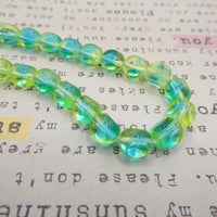 Czech Glass Beveled Round Beads 8mm Green Blue