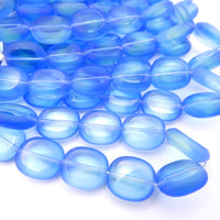 Czech Oval Window Beads 14x12mm Blue Lt Green