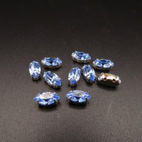 Vintage Czech Glass Faceted Navettes in silver sew on setting 8x4mm Light Sapphire (Copy)