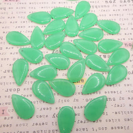 Czech Pressed Flat Teardrop Pendant 30x18mm Opaline Glow Green