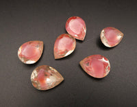 West German Faceted Glass Teardrop Cabochon 14x10mm Rose Givre