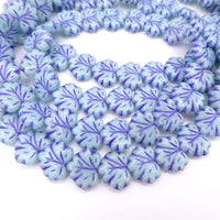 Grape Leaf Pressed Beads 13x11mm Green Opal with Blue Lined