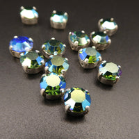 Swarovski Crystal Chaton in setting 34ss (7mm) Green Tourmaline AB