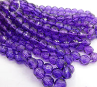 Czech Fire Polish Beads 6mm Dark Purple