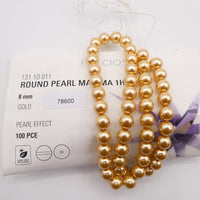 Preciosa Round Pearl Maxima 8mm Pearl Effect Gold