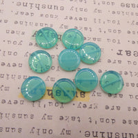 Czech Coin Glass Beads 14mm Opal Aqua