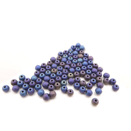 Czech Round Beads 3mm Jet Blue Iris Matte