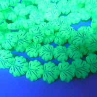 Grape Leaf Pressed Beads 13x11mm Green Opal Aqua Lined
