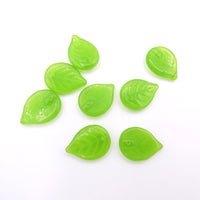 Czech Apple Leaf Glass Beads 18x13mm Opal Green